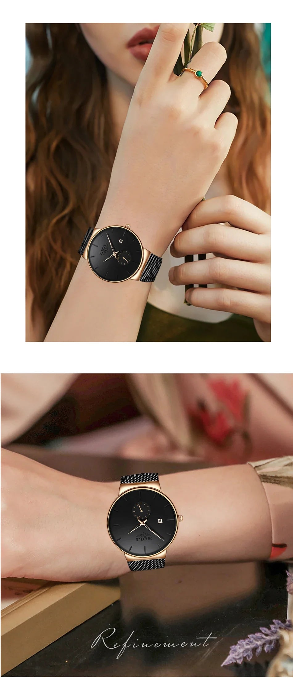 LIGE Ultra Thin Fashion Casual Ladies Watches Elegant Luxury Waterproof Business Quartz Watch for Women Gift Auto Calendar Clock