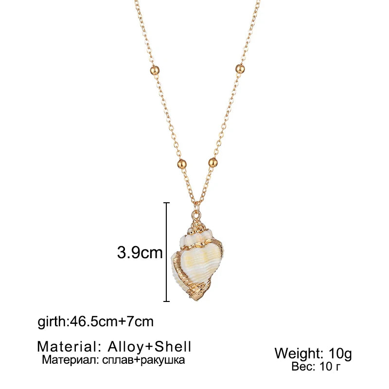 Bohemia Conch Shells Necklace Sea Beach Shell Pendant Necklace For Women