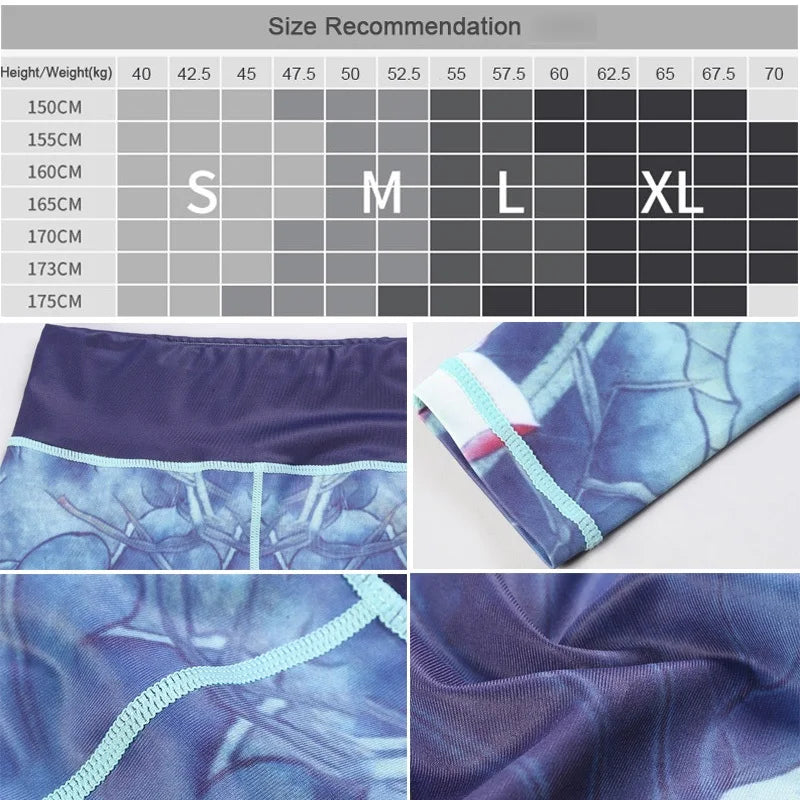 Cloud Hide Yoga Pants Women High Waist Trainer Sports Leggings Long Tights Floral