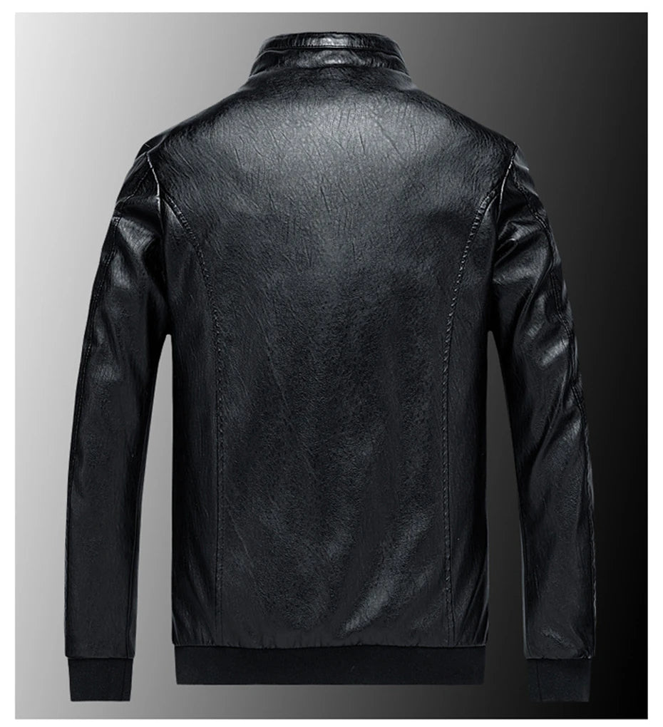 Plus Size 6XL 7XL Men's PU Jacket Solid Color Autumn Leather Jacket Coat Big Size