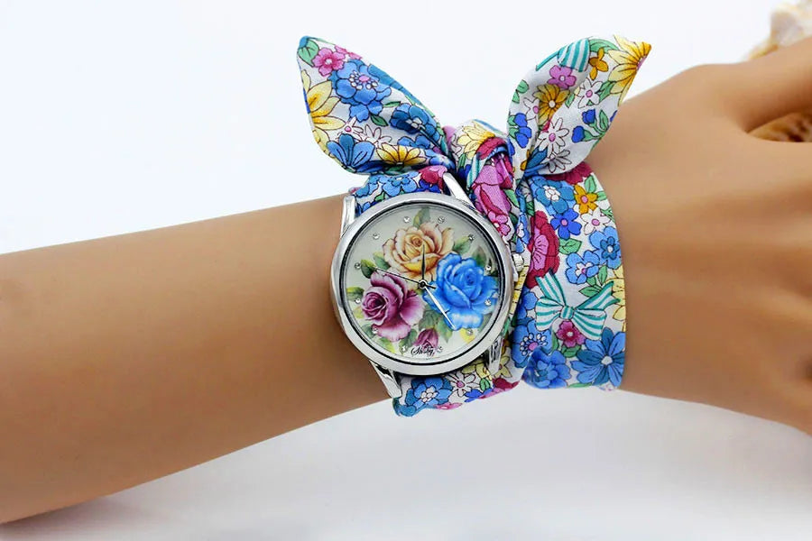 Shsby New Ladies Cloth Wristwatch Fashion Women Dress Watch High Quality Silver  Quartz Watch Sweet Girls Watch Fabric Clock