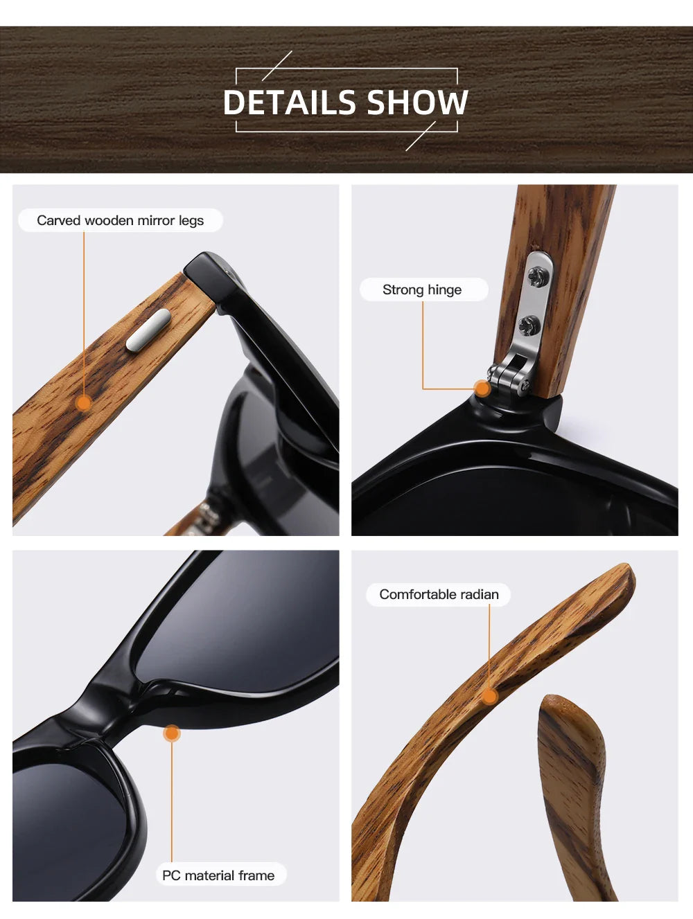 GM Brand 2021 Fashion 100%Handmade Natural Wooden Men Sunglasses Polarized Sun Glasses Women UV400 With Wooden Box
