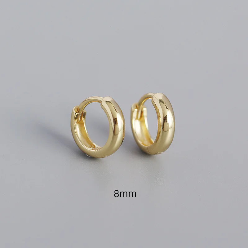 WANTME 925 Sterling Silver Minimalism Punk Rock Wide Hoop Earrings for Women Men Fashion Gothic Bohe Huggie Ear Buckle Jewelry