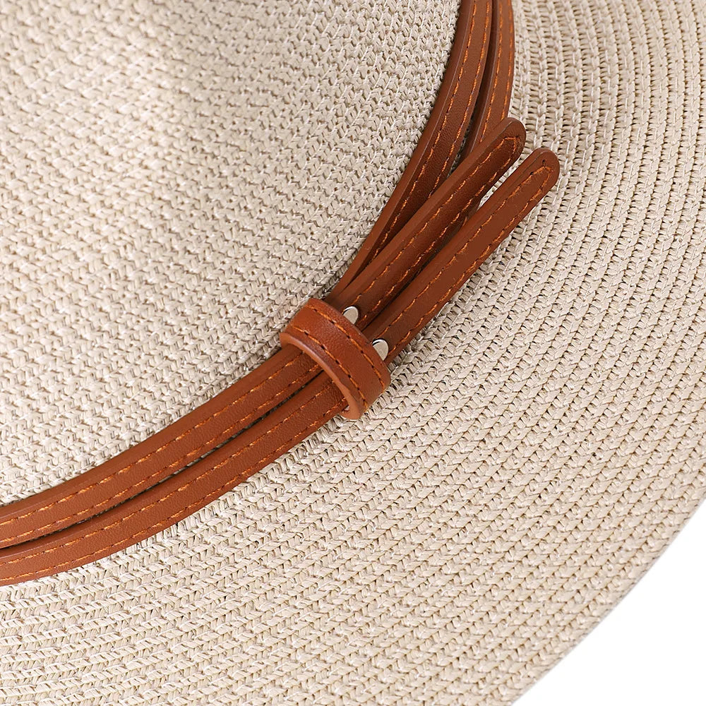 56-58-59-60CM Natural Panama Soft Shaped Straw Hat Summer