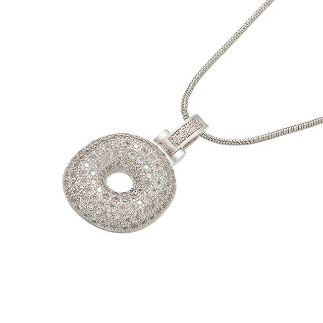 ZHUKOU 1.25x500mm Fat and lovely crystal brass silver color  letter necklace for women friends birthday gift model: VL34