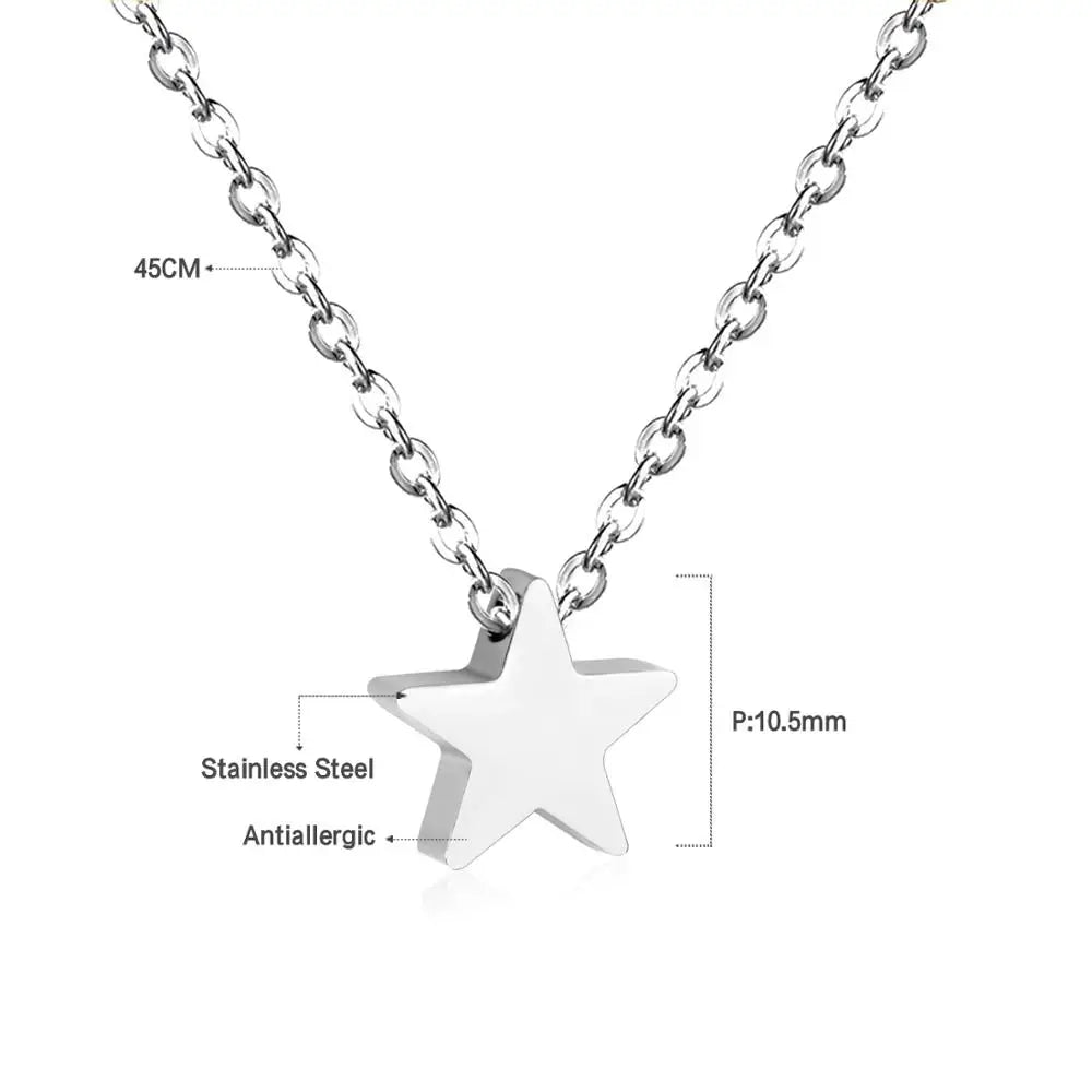 LUXUKISSKIDS Heart Star Moon Pendant Necklaces Tiny Charms Stainless Steel Choker Women/Girls Y2K Sweater Boho Jewelry Collares