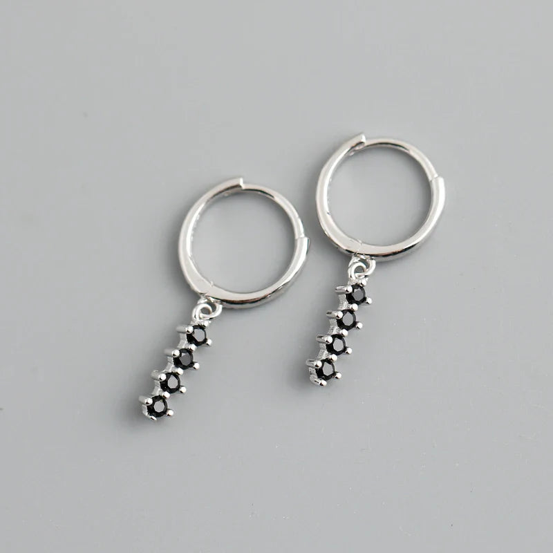 WANTME New Arrival Fashion Korean Blue Zircon Spike Geometric Stud Earrings for Women Real 925 Sterling Silver Gothic Jewelry
