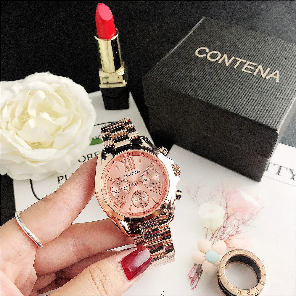 New Creative Watch Women Watches Luxury Rose Gold Quartz Ladies Watches Stainless Steel Bracelets Wristwatches Reloj Mujer