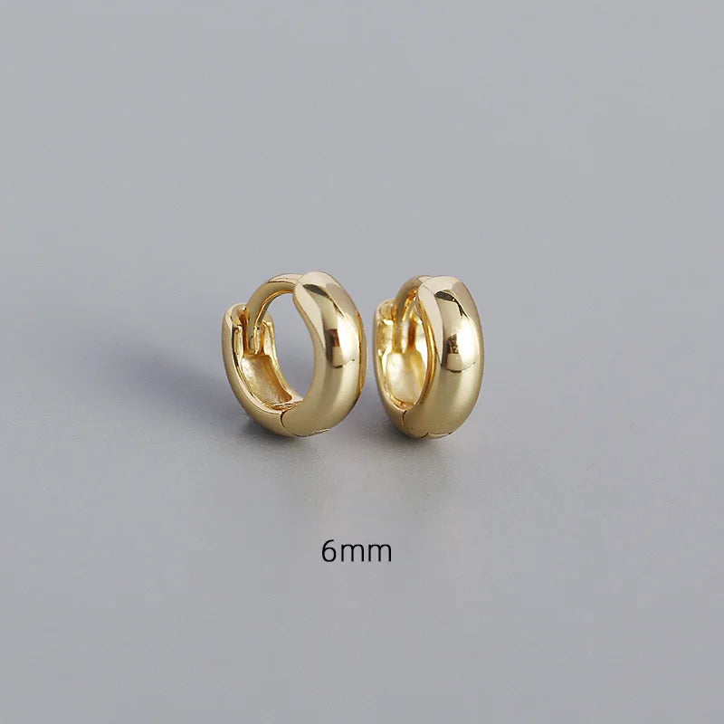WANTME 925 Sterling Silver Minimalism Punk Rock Wide Hoop Earrings for Women Men Fashion Gothic Bohe Huggie Ear Buckle Jewelry