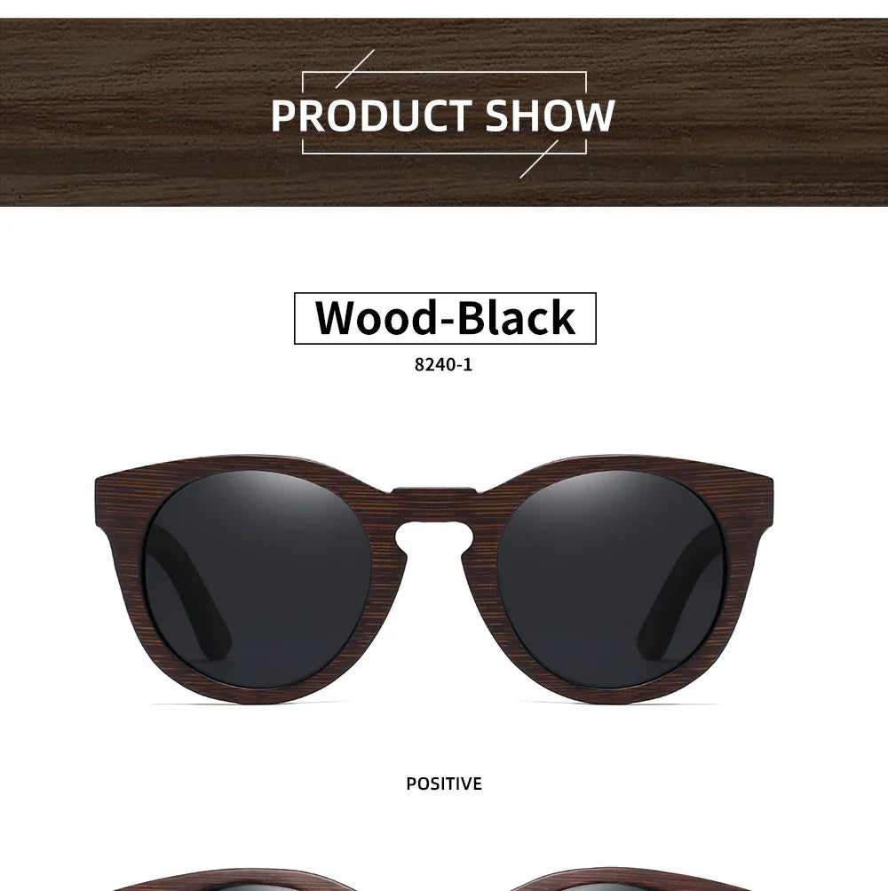 GM Brand Desgin Spring New Style 100% Bamboo Polarized Sunglasses Men Women Fashion Glasses UV400 paper Box 8240