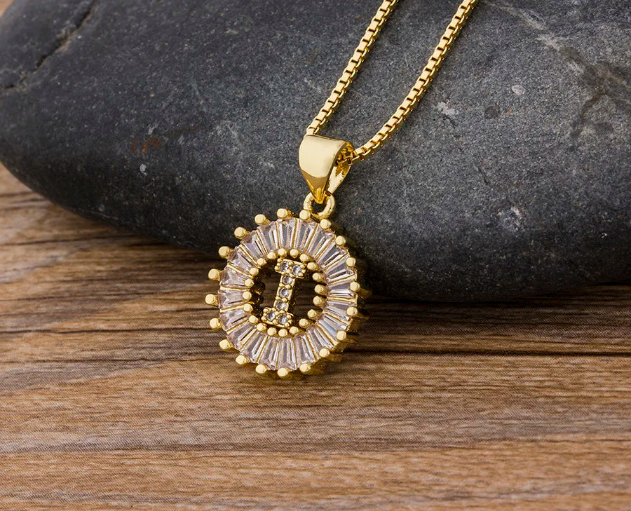 NIdin Hot Sale 2 Colors Initial Letter Pendant 26 Letters Charm Name Necklace Top Quality Copper Zircon Jewelry Birthday Gift