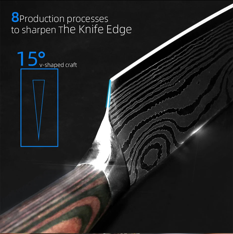 Kitchen Knife Professional Chef Knives Set 7CR17 High Carbon Steel Japanese