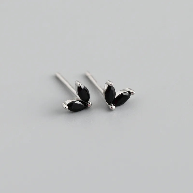 WANTME 925 Sterling Silver Fashion Korean Chic Blue Horse Eye Zircon Stud Earrings for Women Teen Simple Color Piercing Jewelry