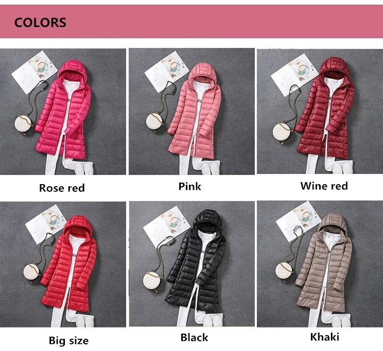Women Ultra Lightweight Packable Long Puffer Jacket Autumn Winter
