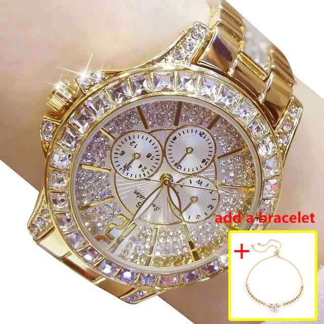 Women Watches Quartz Diamond Luxury Watch Fashion Top Brand Wristwatch Fashion Watch Ladies Crystal Jewelry Rose Gold Watch