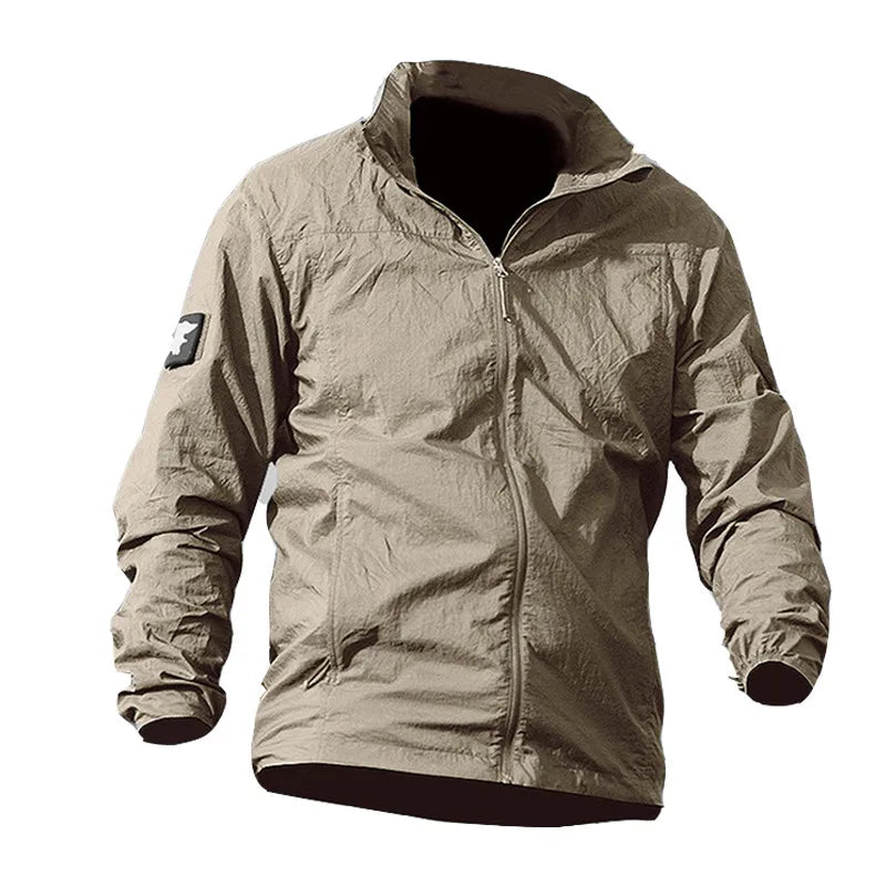 Summer Waterproof Quick Dry Tactical Skin Jacket Men Hooded Raincoat