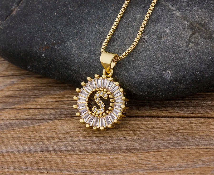 NIdin Hot Sale 2 Colors Initial Letter Pendant 26 Letters Charm Name Necklace Top Quality Copper Zircon Jewelry Birthday Gift