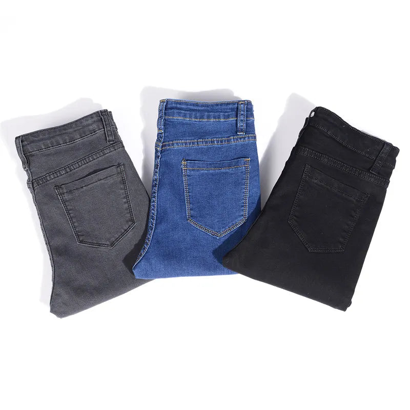 Jeans for Women mom Jeans blue gray black Woman High Elastic 36 38 40 Stretch Jeans