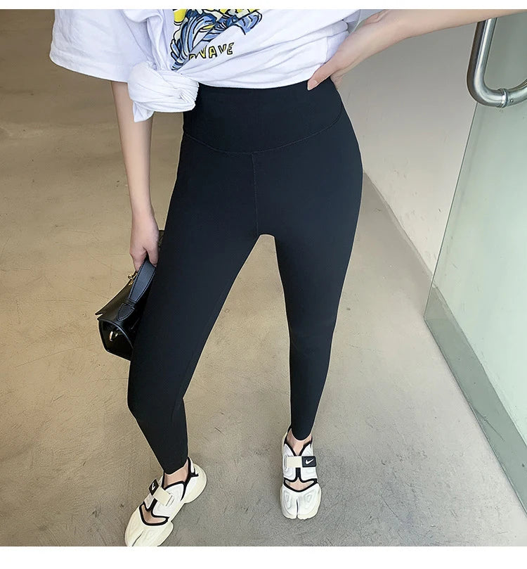 Women Sharkskin Black Leggings Thin Workout Stretch Fitness