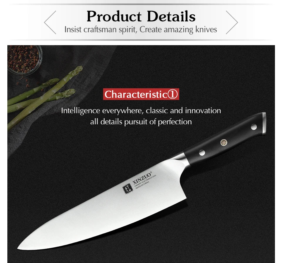 8.5'' Inch Chef Knife High Carbon Din 1.4116 Slicing Stainless Steel German