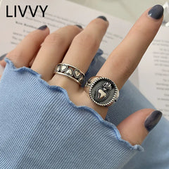 Creative Thai Silver Color Heart Open Ring Female Valentine's Day Gift Fashion