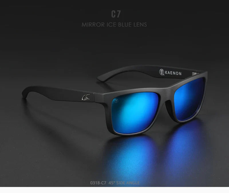 KAENON Square Polarized Sunglasses Men TR90 Flexible Sports Sun Glasses For Women Real Coating Lens With Original Box