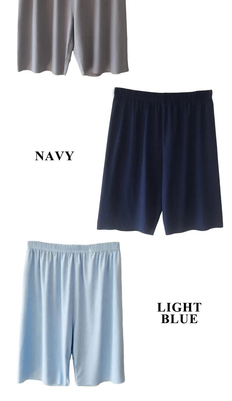 Plus Size Ice Silk Cool Summer Men Sleepwear Shorts Sexy Underwear Nightwear Comfortable Loose Sports Man Sleep Bottoms Homewear