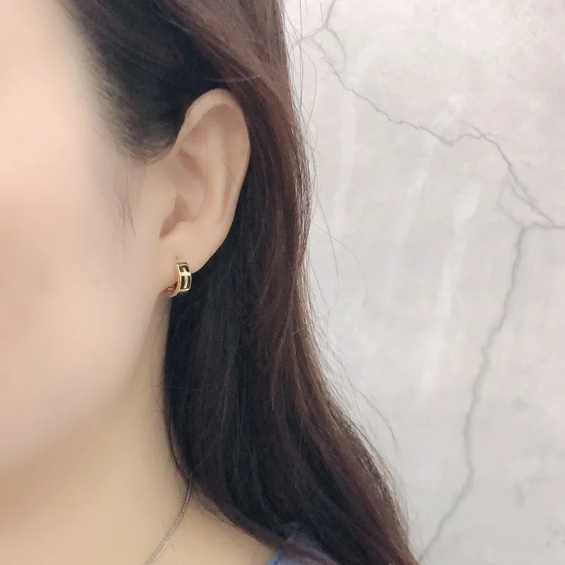 925 Sterling Silver Earring Colorful Dripping Oil Material Ear Ring Ear Buckle Rhombus Shape Trend Wild Girl Women Boy Ear Jewel