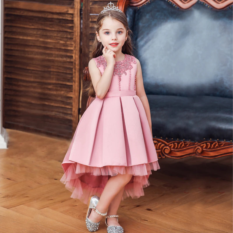 Korean Style Kid Birthday Dress Wear For 6 Years Old Flower Girl Wedding Dress Summer Girl Frock Design Pictures For Party