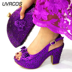 Italian Design R.Blue Color Ladies Shoe with Matching Bag Set Nigerian Shoes and Bag