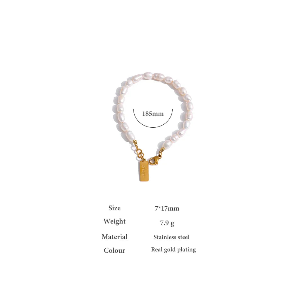 Yhpup Stainless Steel Natural Pearl Bracelet Stylish Chain LOVE Women Bracelet High Quality Jewelry бежутерия женская колье