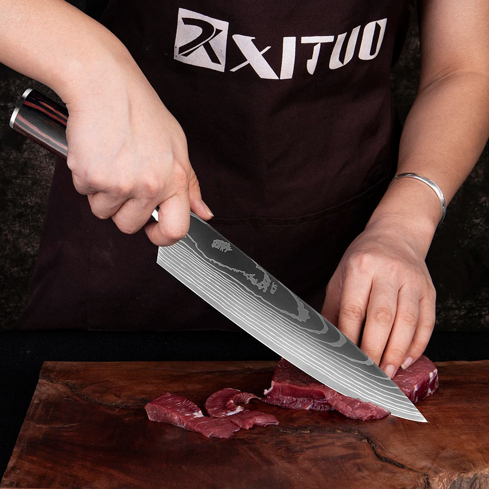 Kitchen Knife Set 1-10PCS Japanese Chef Knives Stainless Steel Cleaver