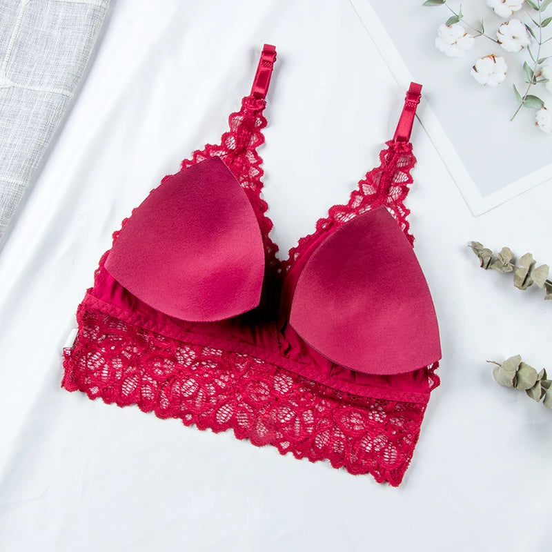 Women Lace Bra & Brief Sets Seamless Underwear Backless Vest Female