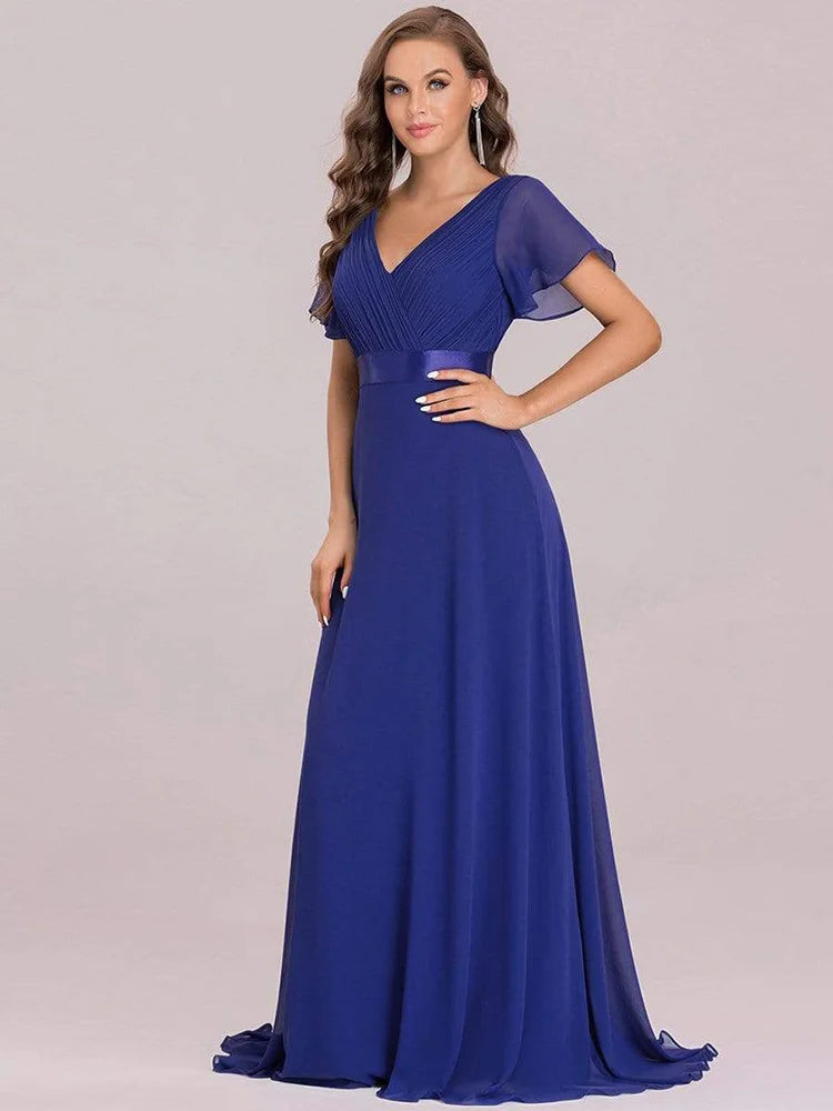Homecoming Dresses: Women Long Elegant A Line Double V Neck Prom Dress