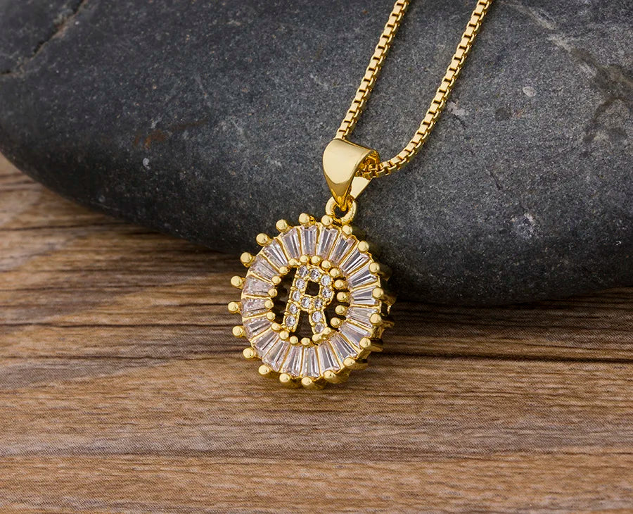 NIdin Hot Sale 2 Colors Initial Letter Pendant 26 Letters Charm Name Necklace Top Quality Copper Zircon Jewelry Birthday Gift