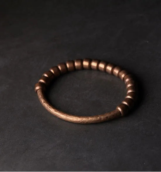 Handmade Hammered Pure Copper Bracelet Vintage  Artificial Oxidized Street Rock Style Metal Unisex Jewelry For Men Women