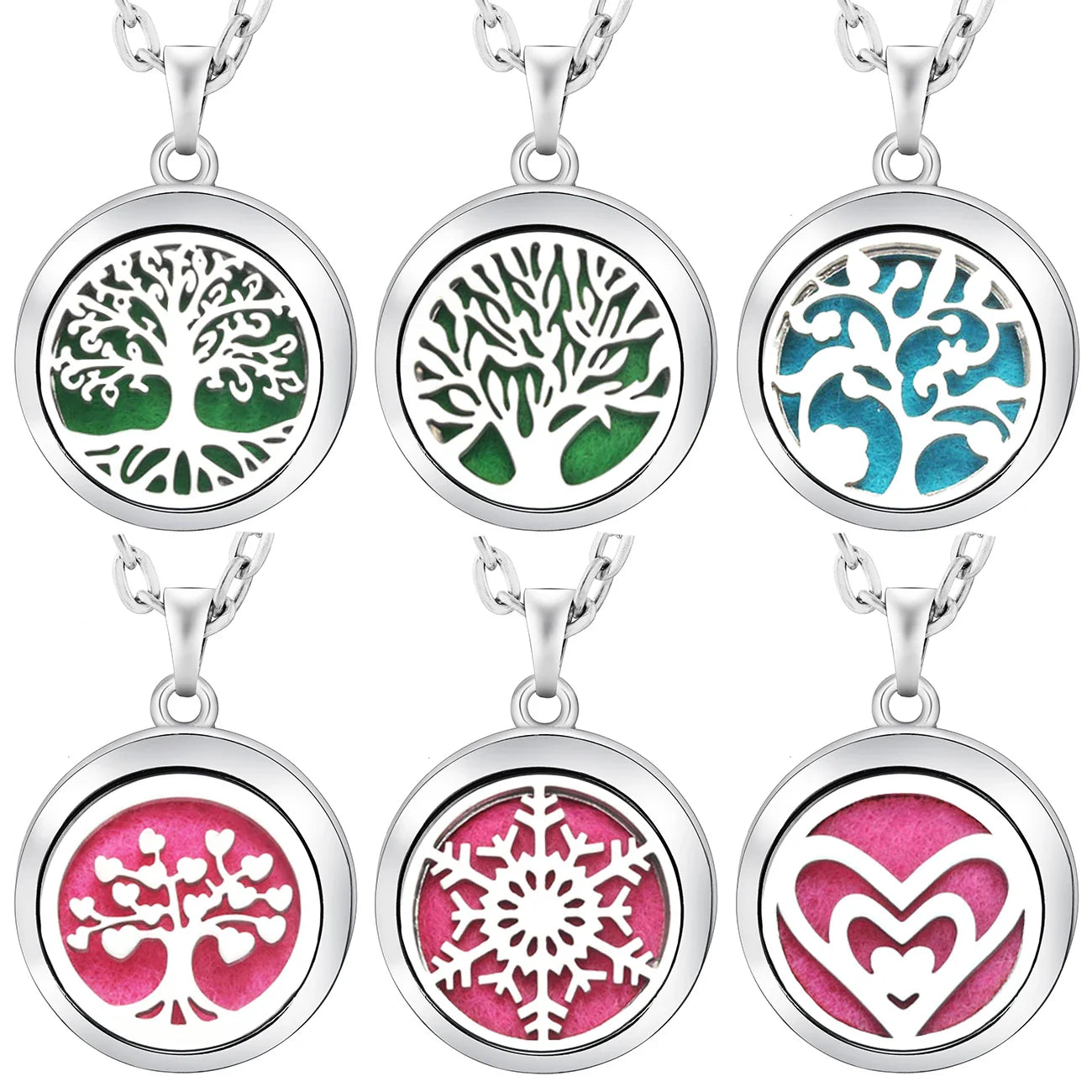 New Stainless Steel Fashion Tree Of Life  Aromatherapy Necklace Essential Oil Diffuser Perfume Locket Pendant Women Jewelry Gift