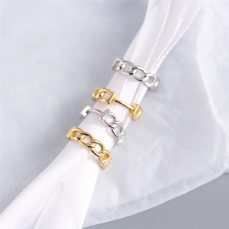WANTME Real 100% 925 Sterling Silver Punk Hip-Hop Link Chain Gothic Studs Earrings for Fashion Women Jewelry Accessories 2022