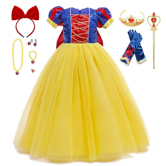 Children Girl Snow White Dress Princess Costume Kids Baby Birthday Halloween Party Fancy Dresses Fairy Frock Girls Infant Dress
