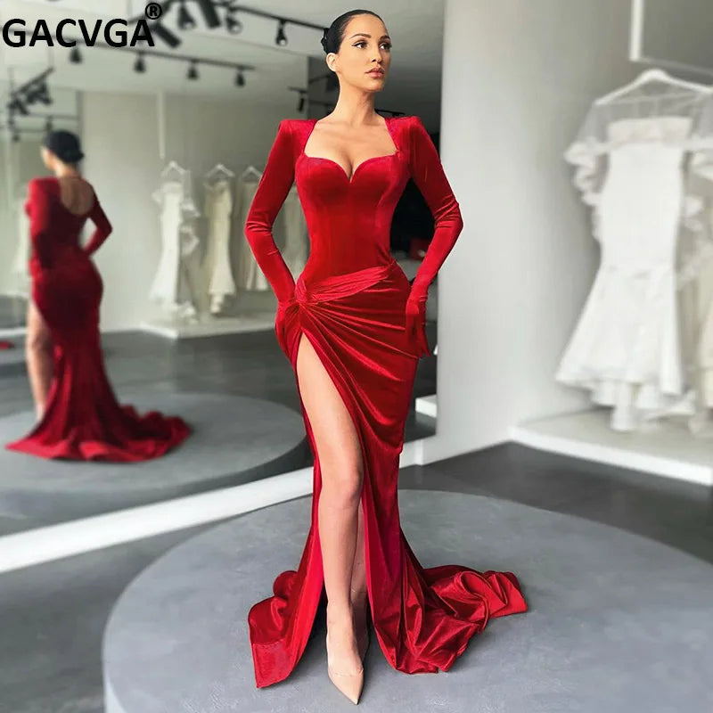 Formal attire Dresses: Long Dress Evening Party Gown Outfits Women Gloves Sleeve