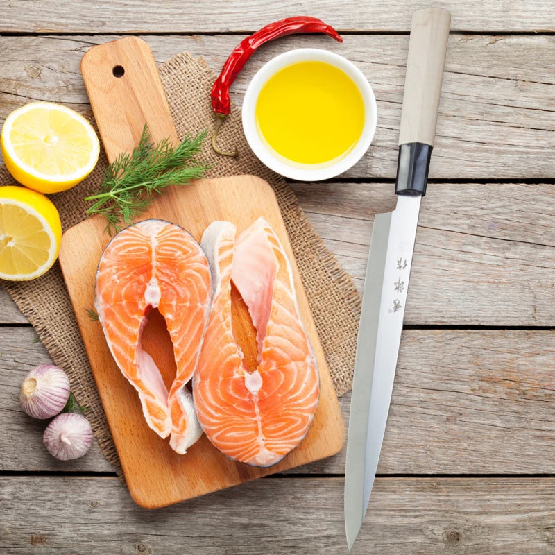 Japanese Salmon Sashimi Knife Professional Meat Cutting Sushi Cooking Knives Kitchen