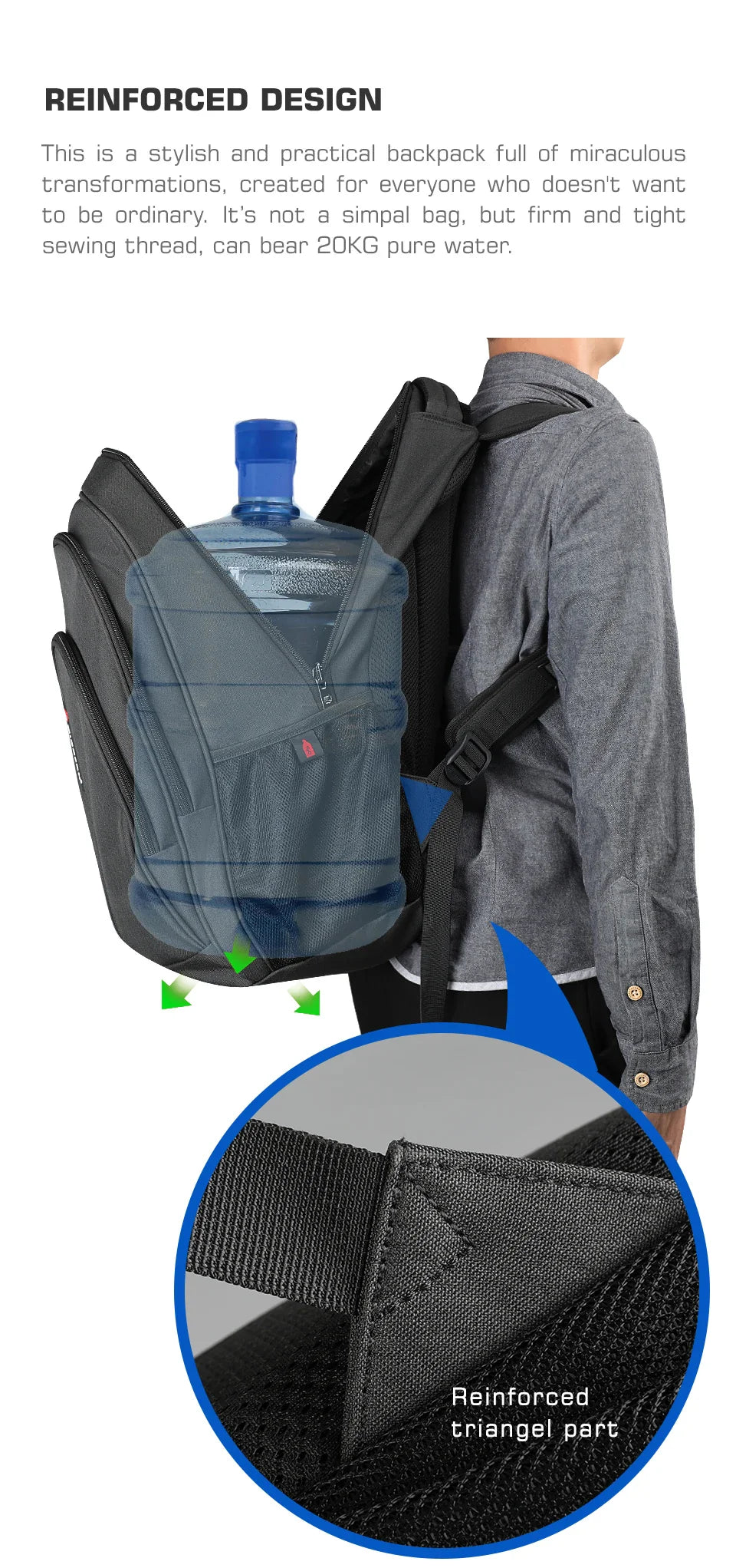 Tigernu Large Capacity Backpack 15.6inch Laptop Backpack Anti Theft Men Backpack College Schoolbag Travel Backpack Bag For Men