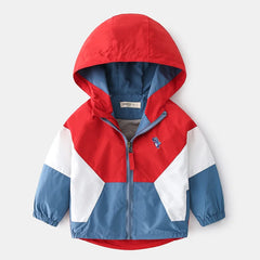 Spring Children Jackets for Boys Hooded Patchwork Kids Boy Outerwear