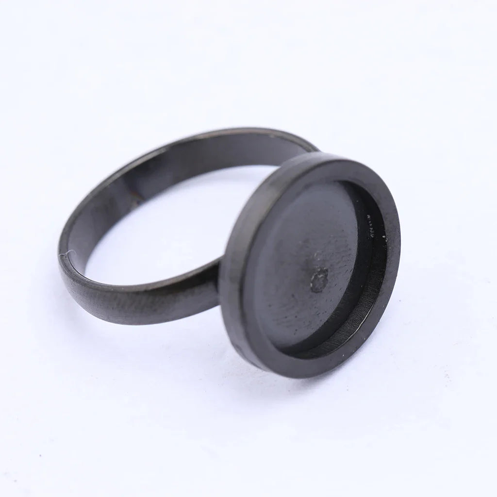 onwear 10pcs rose gold plated Fitting 12mm round cabochon ring blanks adjustable stainless steel base setting diy jewelry bezels