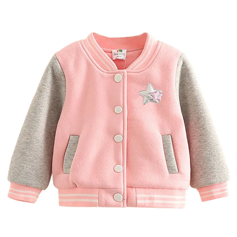Fashion Children Color Patchwork Mandarin Collar Plus Velvet Jacket For Baby Kids Girls
