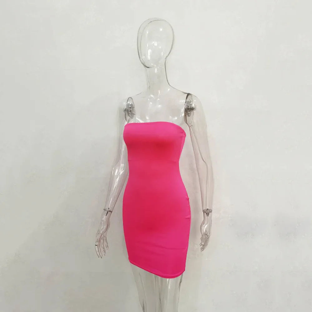 BKLD Sexy Off Shoulder Tube Dress Solid 2025 New Summer Women Bodycon Strapless Dress Black Mini Dress Women Slim Party Clubwear