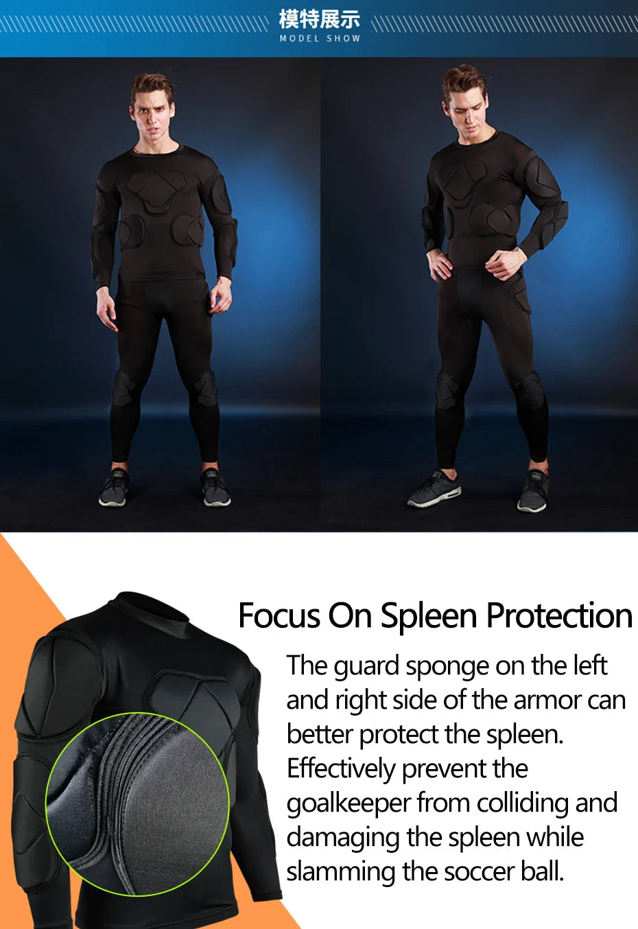 Men's Soccer Goalkeeper Jersey Training Uniform EVA Thick Sponge Protection Football Goalkeeper Uniform Sport Pants
