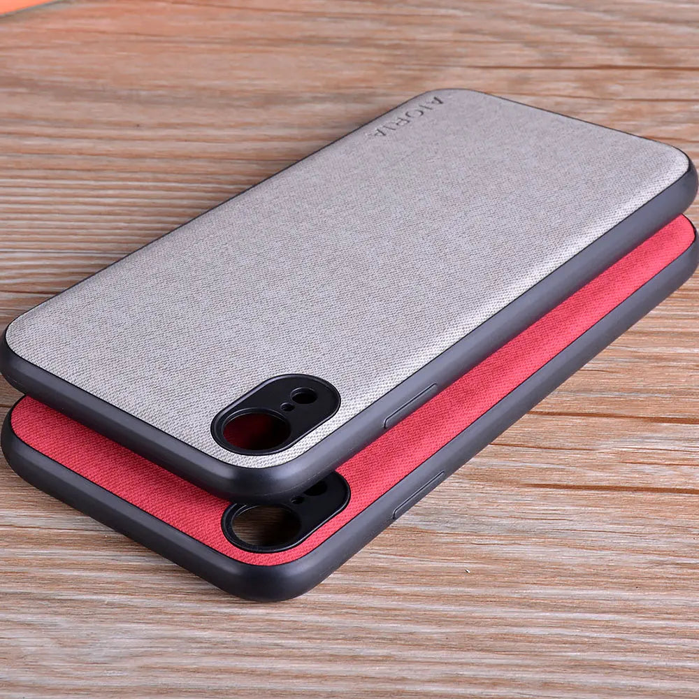 Case for iPhone  X XR XS max coque Luxury textile Leather skin soft TPU hard PC phone cover for iPhone X XR XS case funda capa