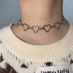 Korean Sweet Love Heart Choker Necklace Statement Girlfriend Gift Cute Bicolor Necklace