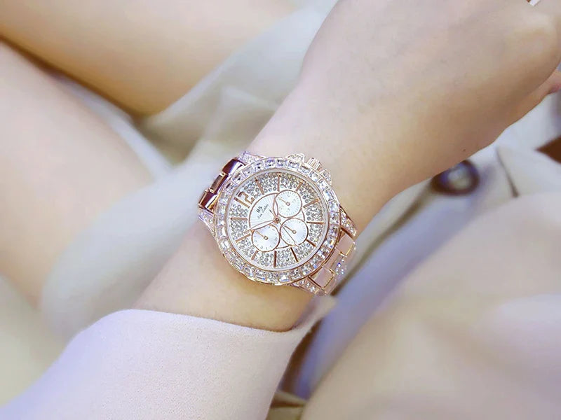 Women Watches Quartz Diamond Luxury Watch Fashion Top Brand Wristwatch Fashion Watch Ladies Crystal Jewelry Rose Gold Watch